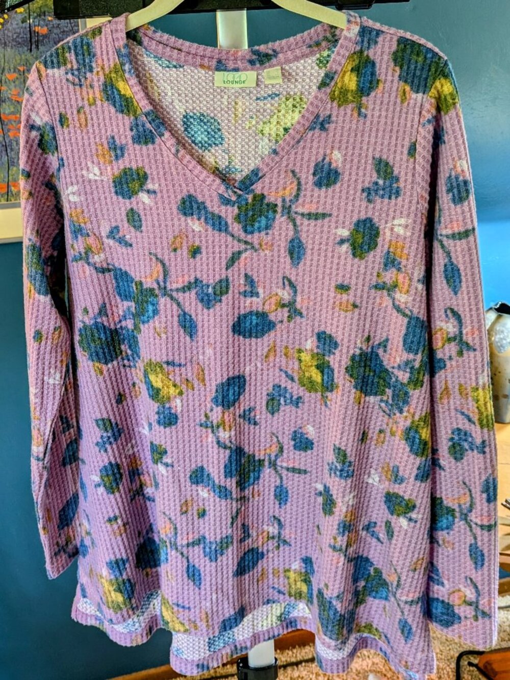 Logo Lounge Lori Goldstein baby waffle purple & teal shirt medium worn once!